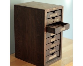 Vintage Wooden Letterpress Type Holder - Wood Jewelry Box