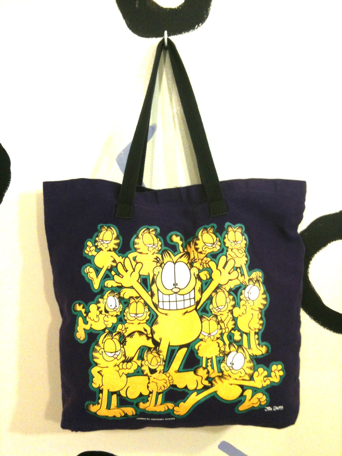 80s Garfield Screen Printed Purple Tote Bag