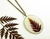 Pressed Leaf Necklace - bronze pendant, preserved leaf - handmade resin jewelry for nature lovers