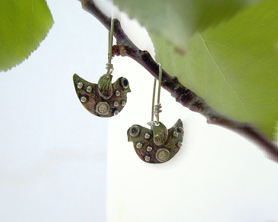 Dangle Earings -  Sweet Bird  Earrings - Sterling Silver