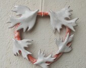Birds of  peace, kissing doves on a pink heart .Indoor Wreath .Wedding Favor. Wedding decoration, symbol of love and peace.Valentine gift.