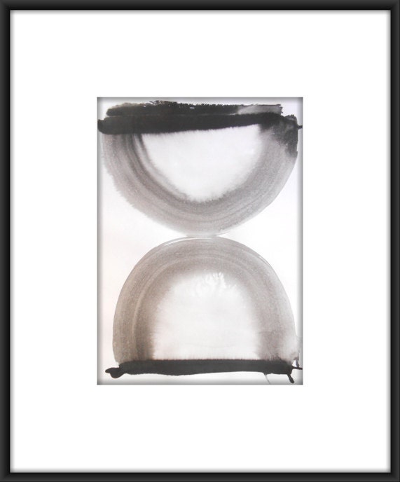 A3 Zen Original Black and White Ink Wash Painting 11.7x16.5 " Stick  027"