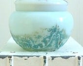 Vintage Painted Blue Milk Glass Dresser Dish