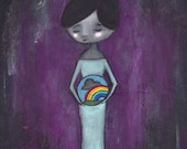 Fine Art Print - 8" x 12" Giclee OR Mounted, Mother's Day Baby Shower Gift, Rainbow Pregnancy After Loss Healing Art - "After the Storm"
