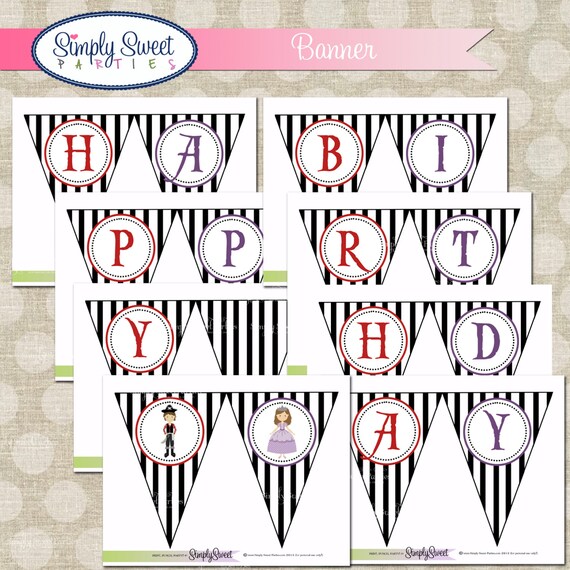 Pirate and Princess Birthday Party DIY printable Banner Il_570xn
