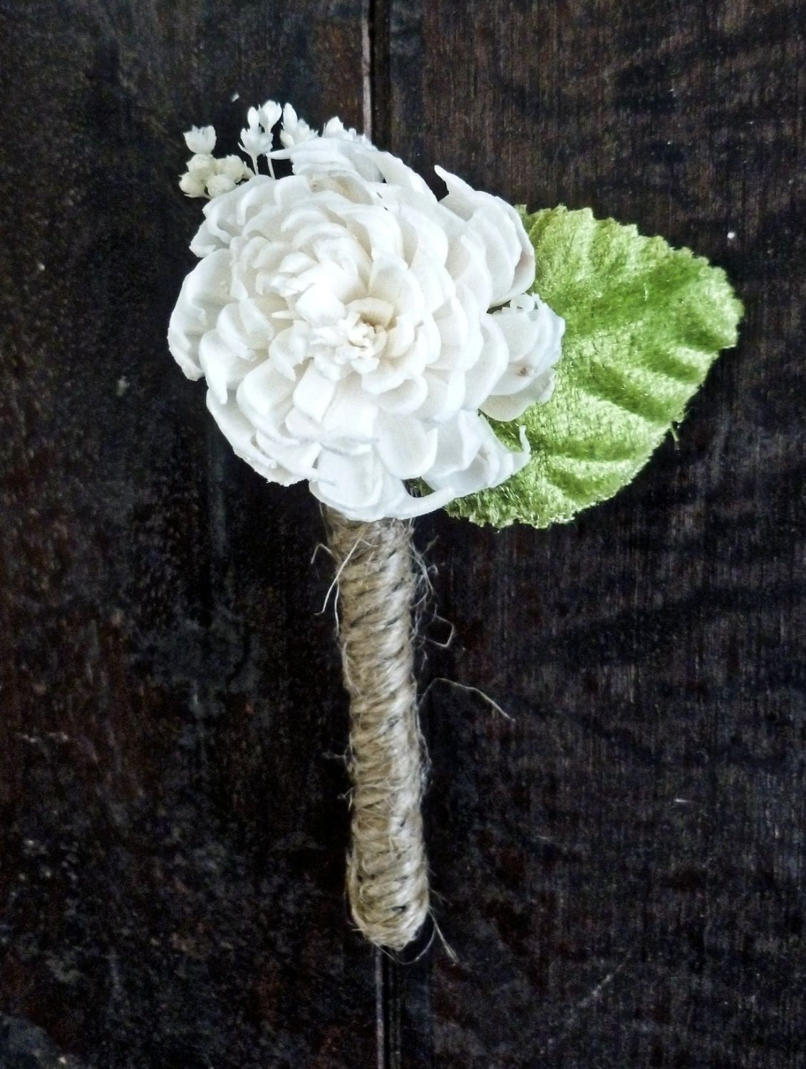 Mini Ivory Boutonniere Made to Order- Buttonhole, Groomsmen, Sola Flower, Wedding, Wedding Flowers