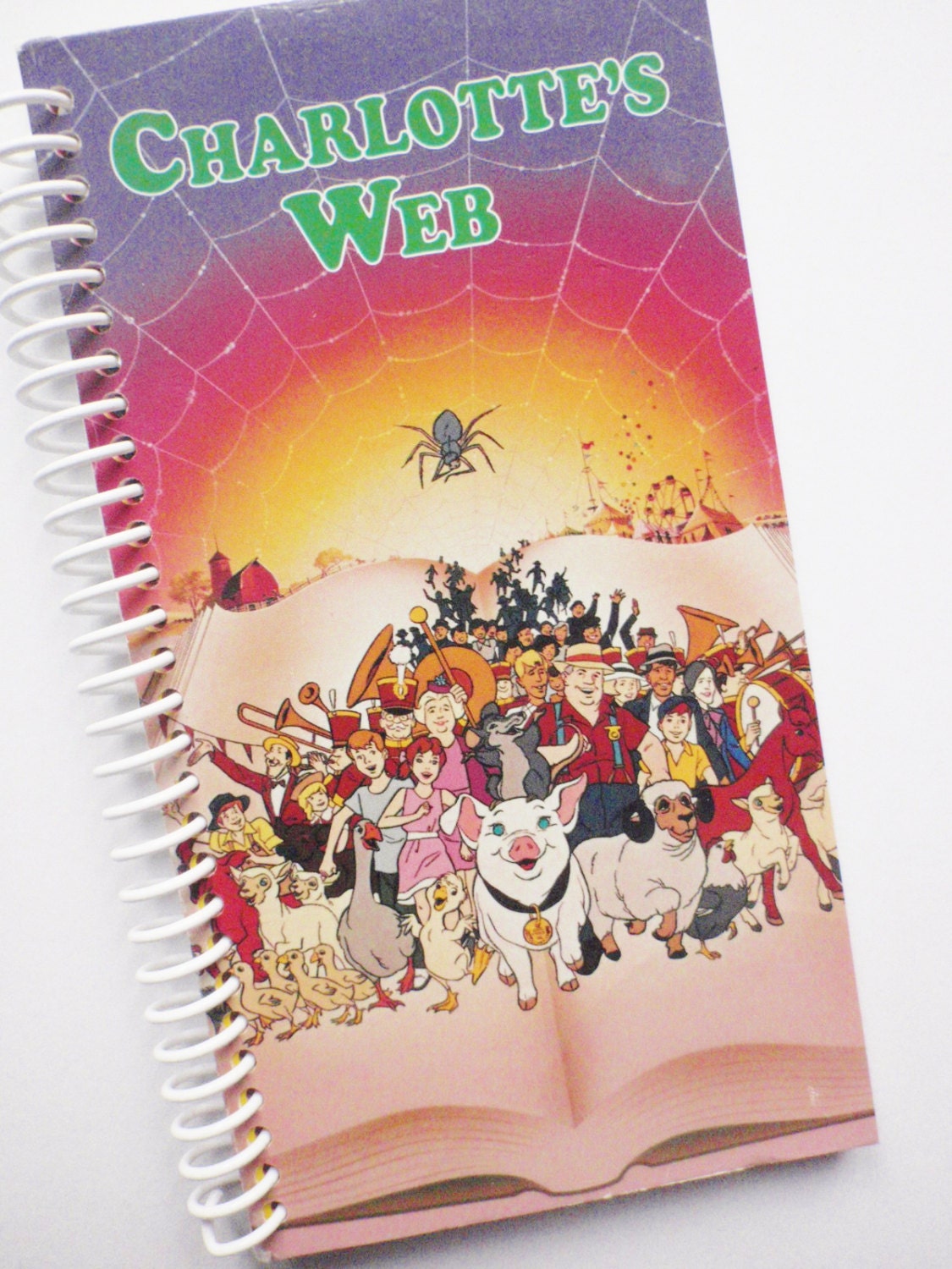 CHARLOTTE'S WEB VHS Notebook Journal upcycled spiral notebook Recyled Earth Friendly Made from an actual vhs movie cover
