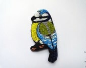 Colorful winter bird jewelry "The Blue Tit" - MADE TO ORDER