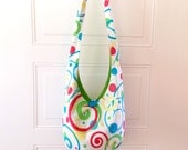 Swirls and Dots Hobo Bag, Sling Bag, Bright, Colorful, Polka Dots, Blue, Red, Green, Yellow, Hippie Purse, Cross Body Bag