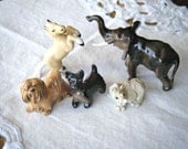 Hagen Renaker Vintage Miniature Collectible Animal Figure Lot, Lhasa Apso Scottie dog Elephant Palamino horse Rhino, ceramic toys