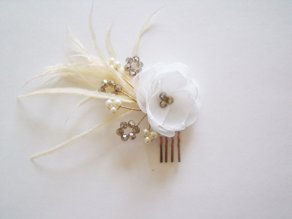 Bridal Hair Flower - Ivory Bridal Hair Flower - Bridal Flower Comb - Wedding Hair Flower - Bridal Headpiece