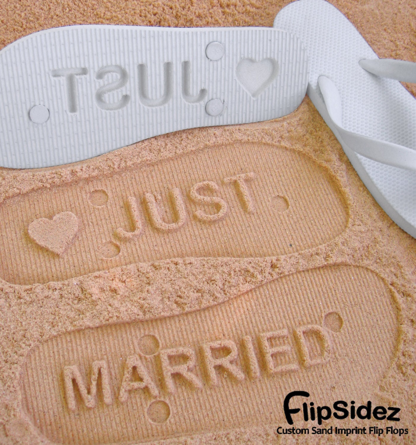 Custom Sand Imprint Wedding and Bridal Flip Flops. Personalize With Your Design. No Minimum Order Quantity :)