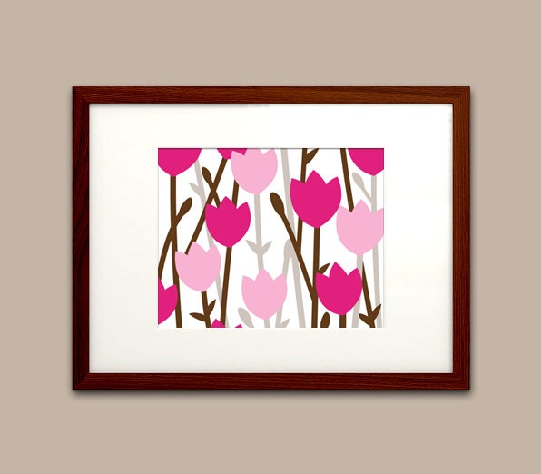 Spring Tulip art print, matches DwellStudio bedding - 8 x 10 - modern, bright, floral