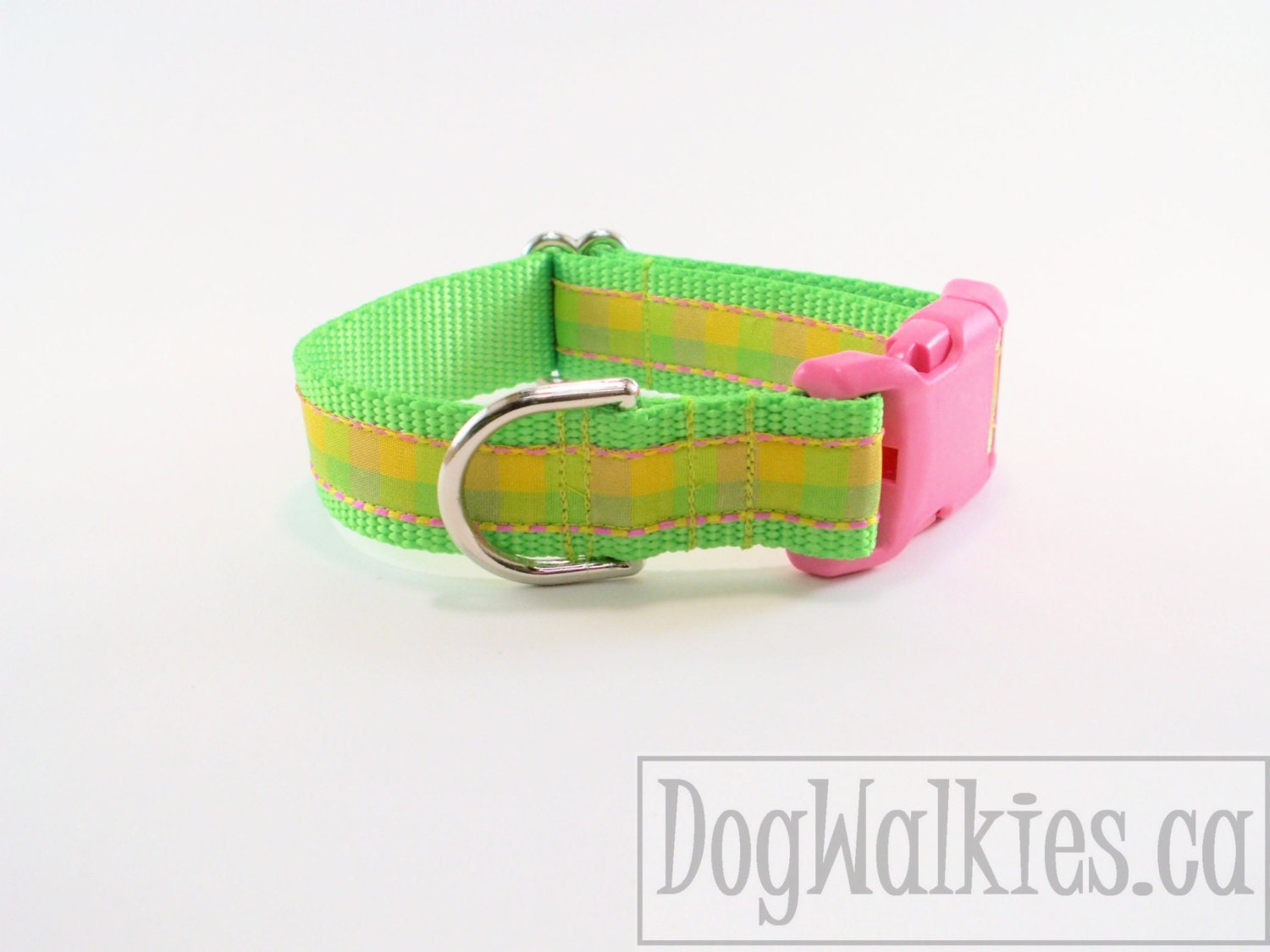 Dog Collar - 1" Wide - Pink Lemonade - Martingale or Plastic Quick Release