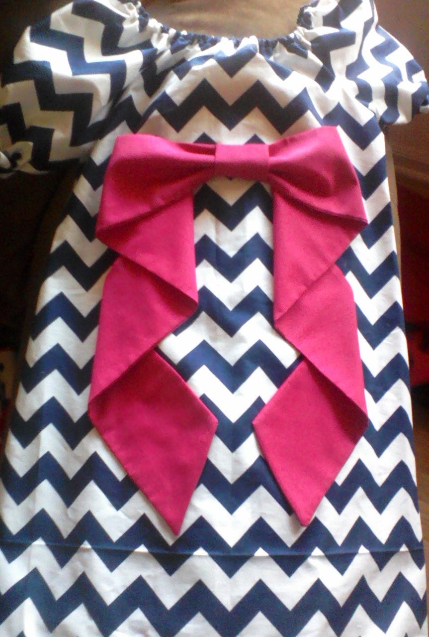 Spring Summer Easter Bow Peasant Dress girl toddler baby sz 12m-5t Oxford Blues Navy Shocking Pink