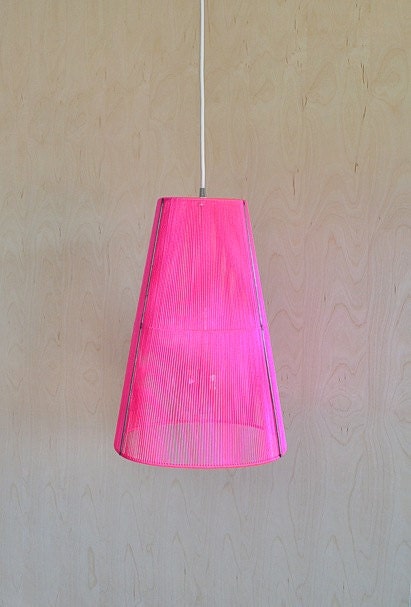 Neon Pink Woven Hanging Pendant Light