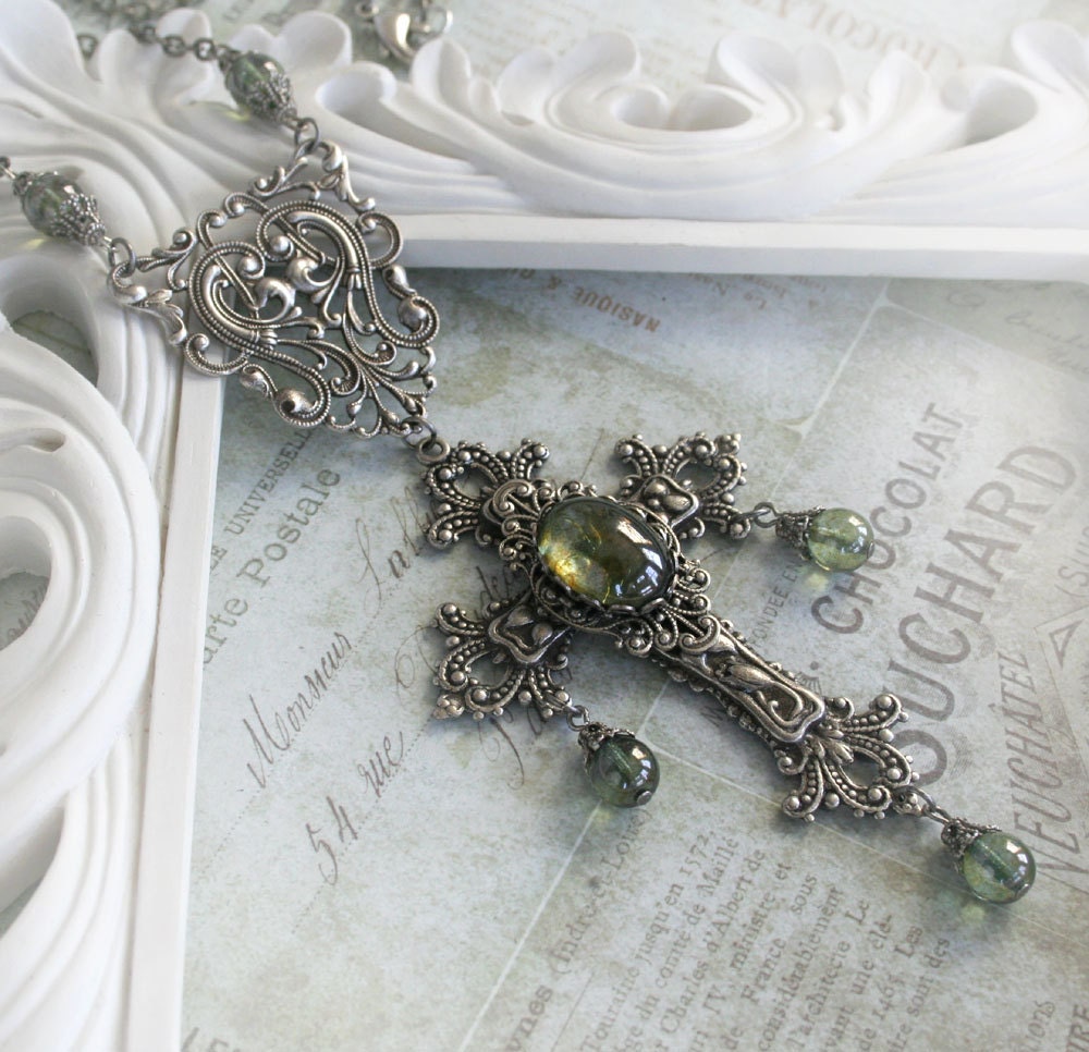 GOD'S LOVE romantic Victorian cross Christian necklace, Irish cross necklace, free gift boxing