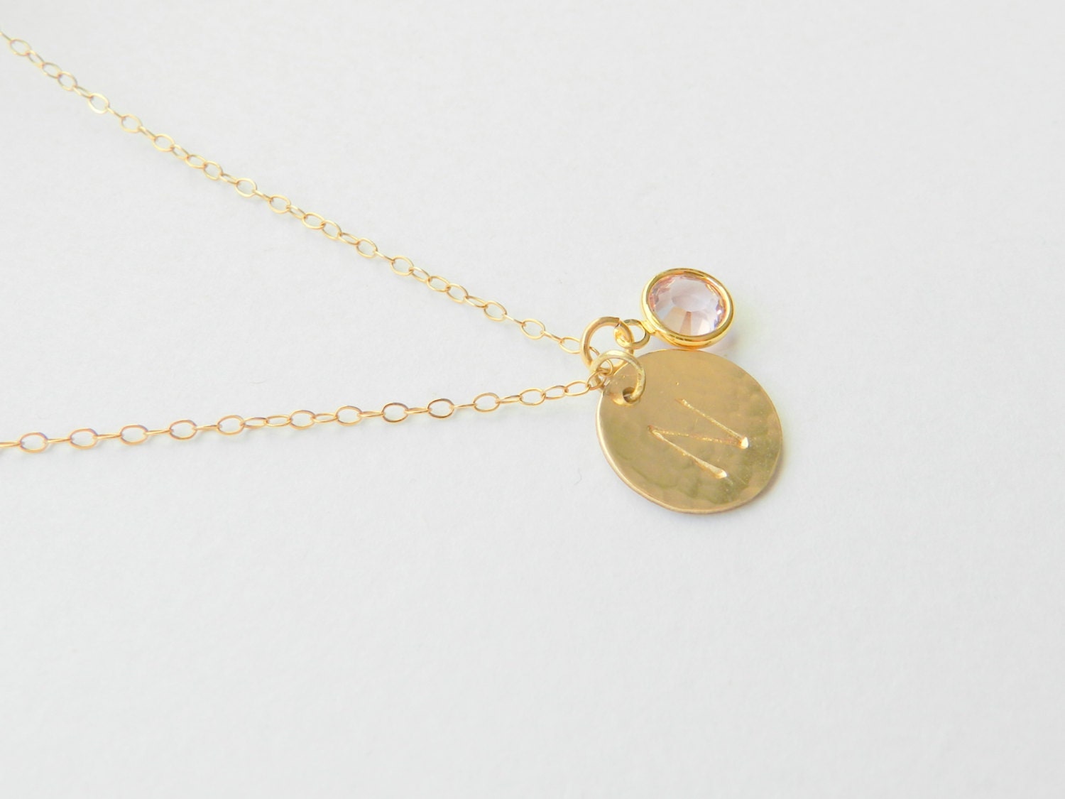 Initial necklace with Swarovski birthstone