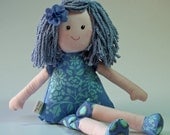 Cloth Doll eco-friendly rag doll, Blue Belle is stuffed with naturally hypoallergenic rayon fiber from bamboo