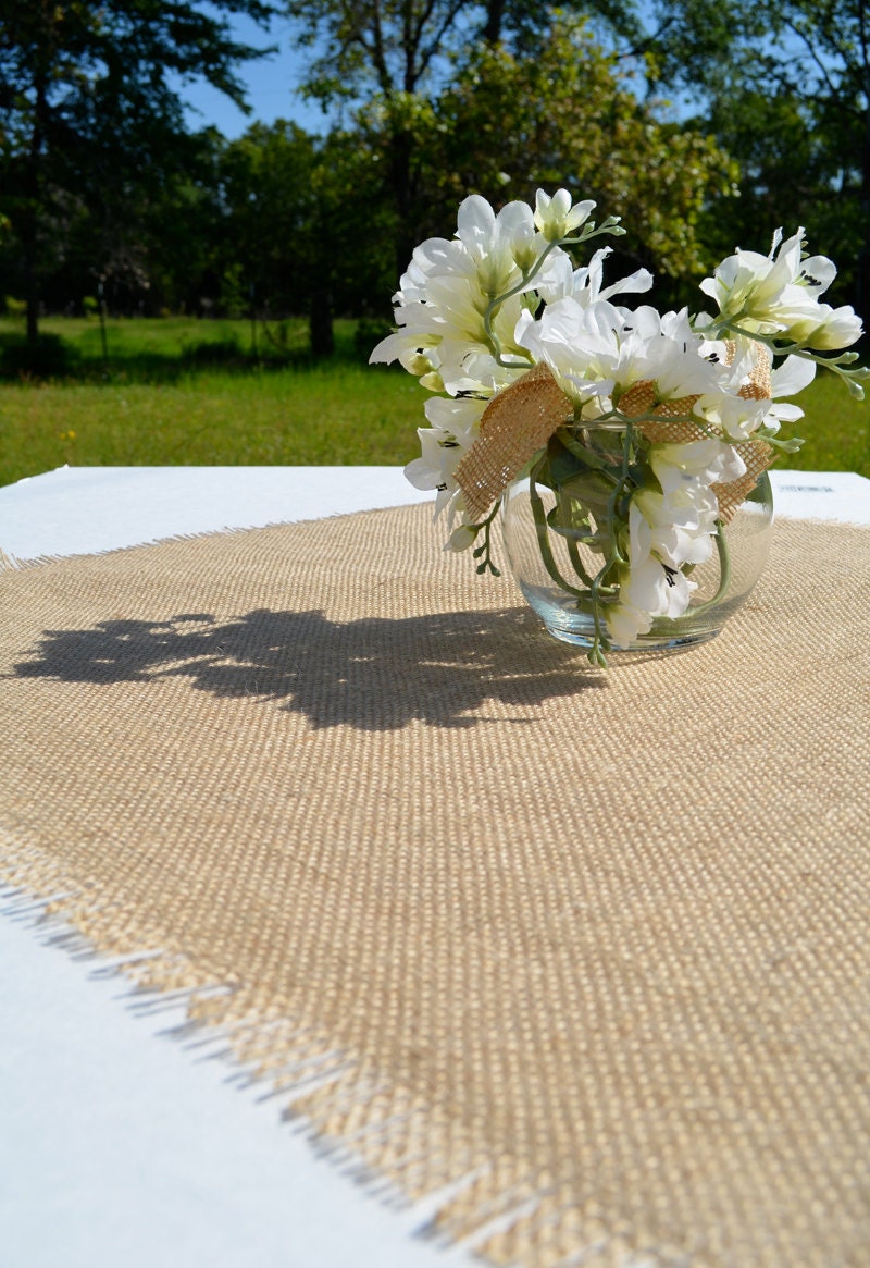 Burlap Table Topper, 36 x 36 Natural Burlap Table Square, Rustic Wedding Decor