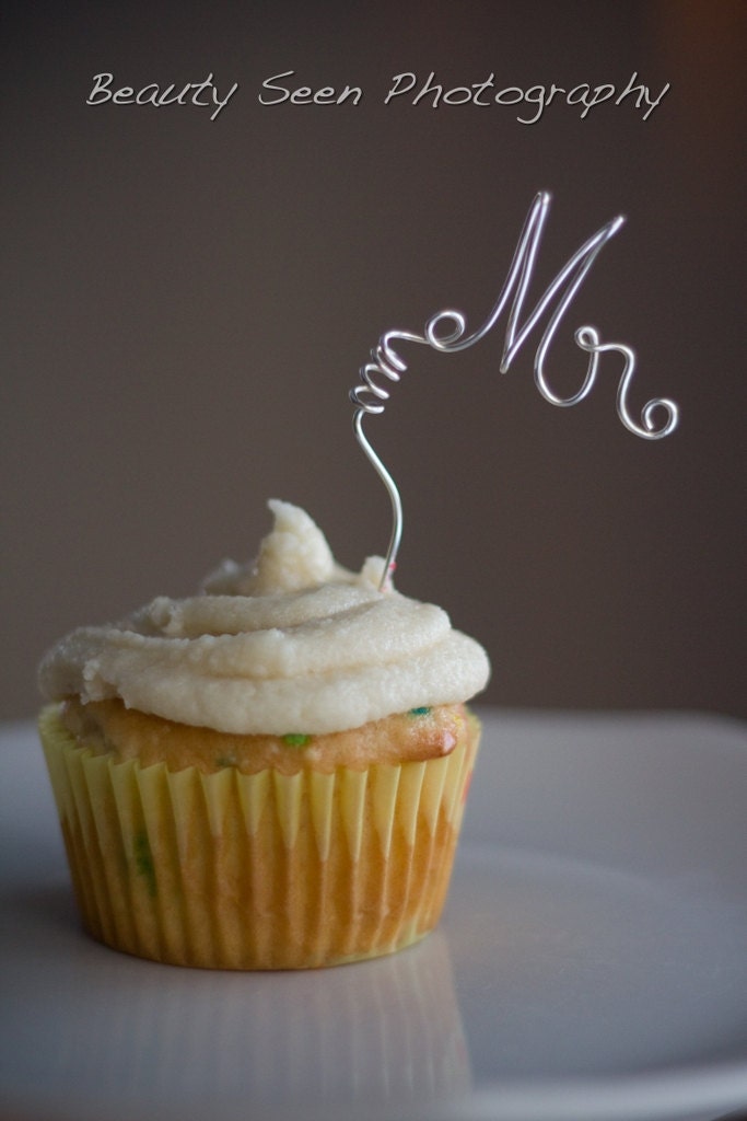 Mr Mrs Wedding Cupcake Toppers, Wedding Decor, Cake Decorations