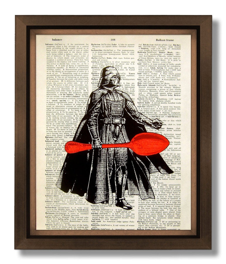 Kitchen Art, Food Art, Spoon Decor, Fork SPOON ART, GEEKERY Star Wars Wall Art Poster, Hand Painting Mixed Media, Darth vader New Lightsaber