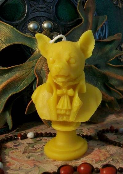 Chihuahua Victorian Dog Bust Beeswax Candle Puppy Dog