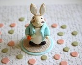 Whimsical 3D Light Toned Peter Rabbit Cake Topper Fondant Figure - Perfectly Matches Our Cupcake Toppers