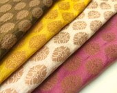 Pastel colors silk set moss green yellow white old pink gold India silk brocade 4 pieces fat quarter each