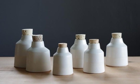 MTO white porcelain bottle spice jar container pottery ceramic modern minimal simple kitchen