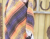 Mustard Plum Vintage Mexican Indian Blanket