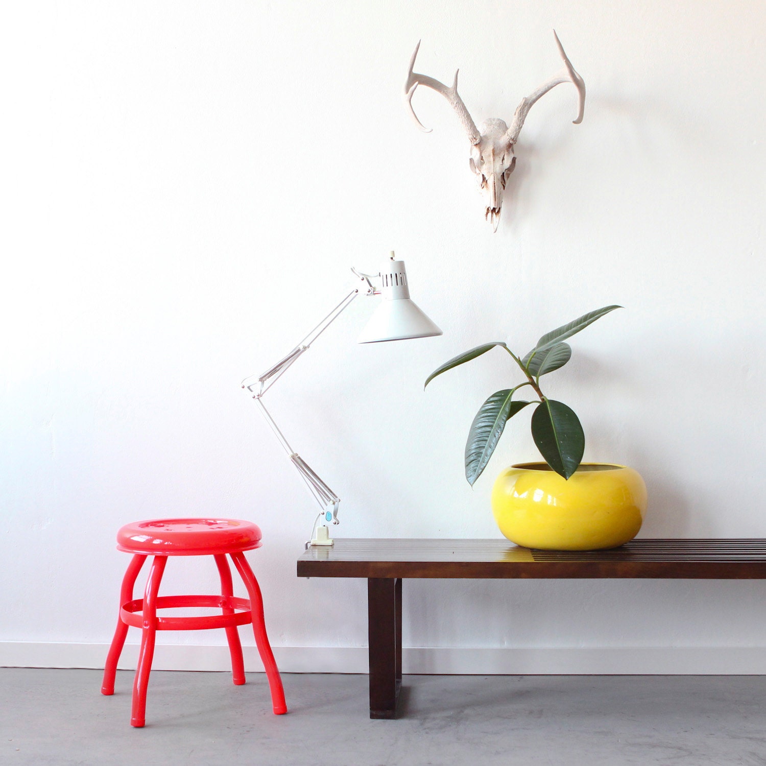 Shop Stool - Dayglow Coral Finish