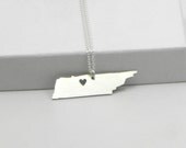 Sterling Silver State Love Heart Necklace - Tennessee