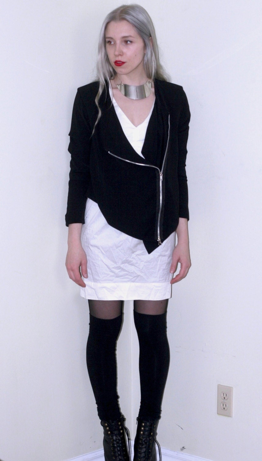 Draped Biker Jacket w/Asymmetrical Zipper