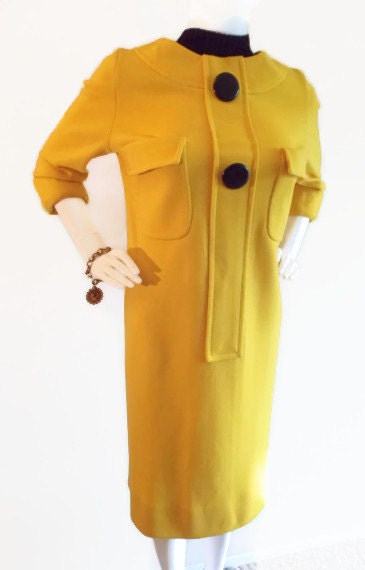 Mod 1960's Gino Paoli Yellow Wool Dress