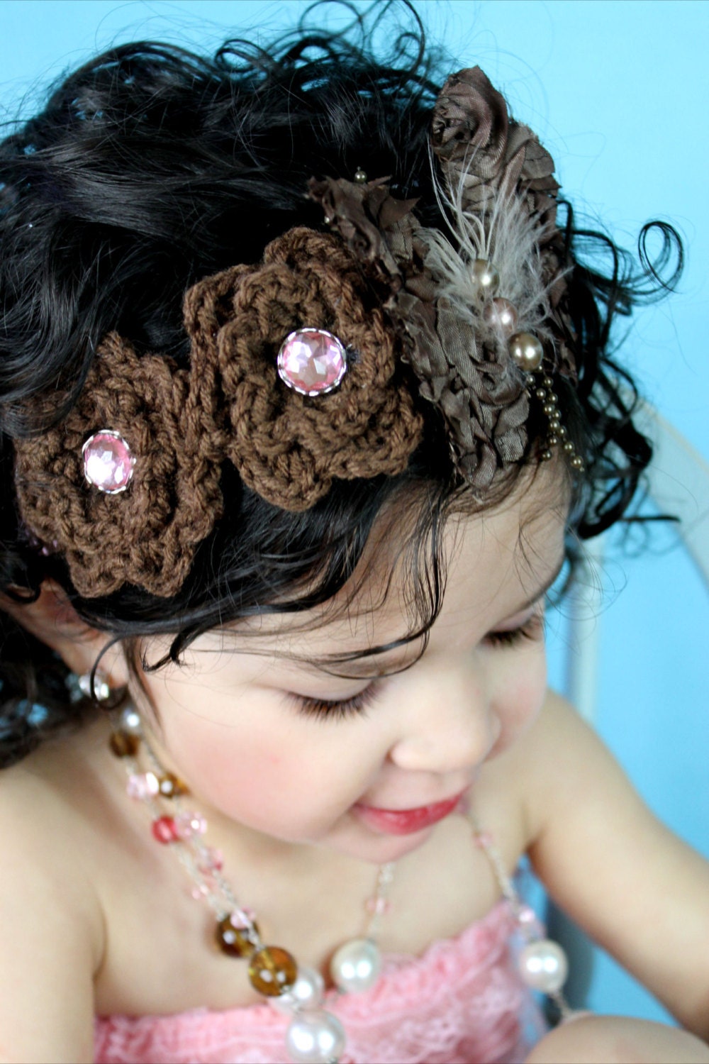 Baby Girl Headband, Butterfly & Crochet Fower Headband, Baby Headband, Newborn Headband, Photo Prop