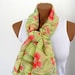 Women Scarf Pareo,  Green Floral Scarf, Bustier Pareo for Summer