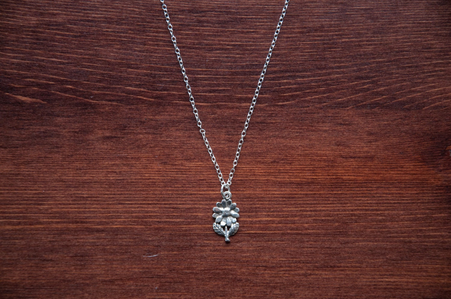 Tiny Flower - Sterling Silver Charm Necklace