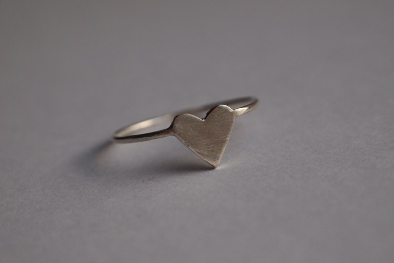 Love Heart Stacking Ring. Sterling Silver
