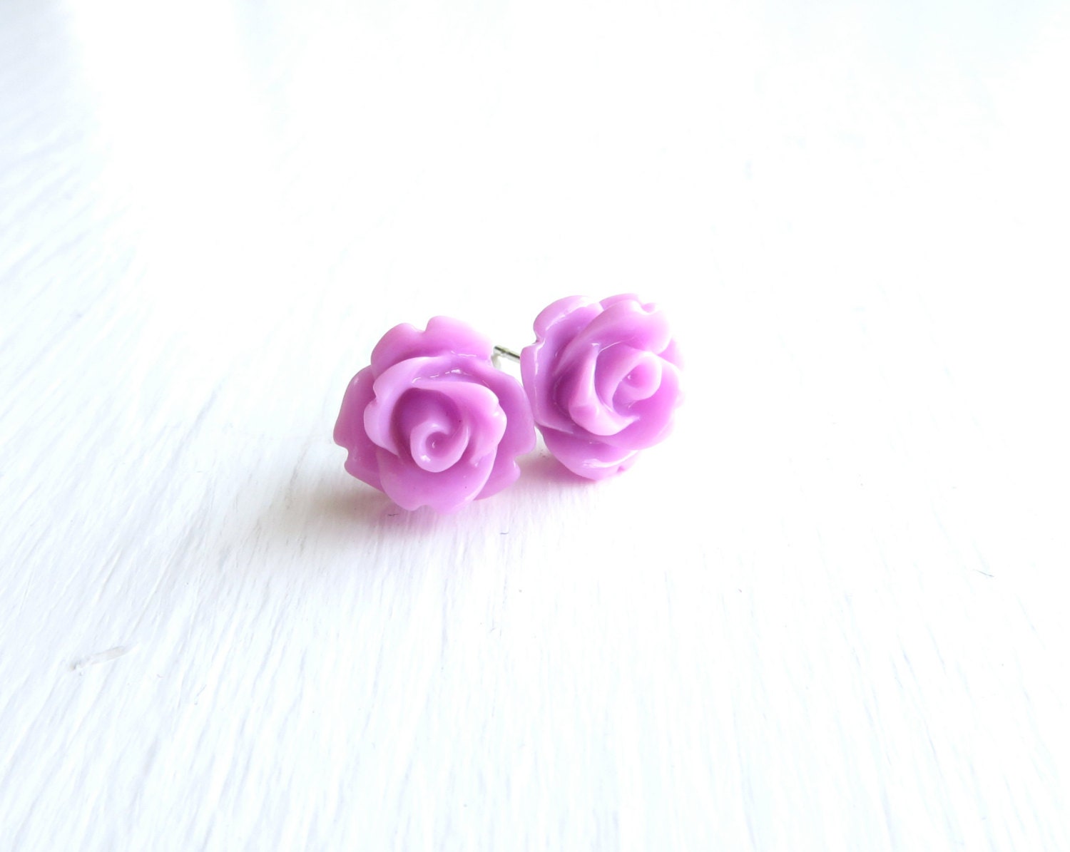 Purple Rose Earrings - Valentine's Day, spring, Easter, pastel color - OhNostalgiaDesigns