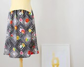 Vintage A Line / 50s Style Circle Skirt with Flowers and Geometric Print - One Size Fits All