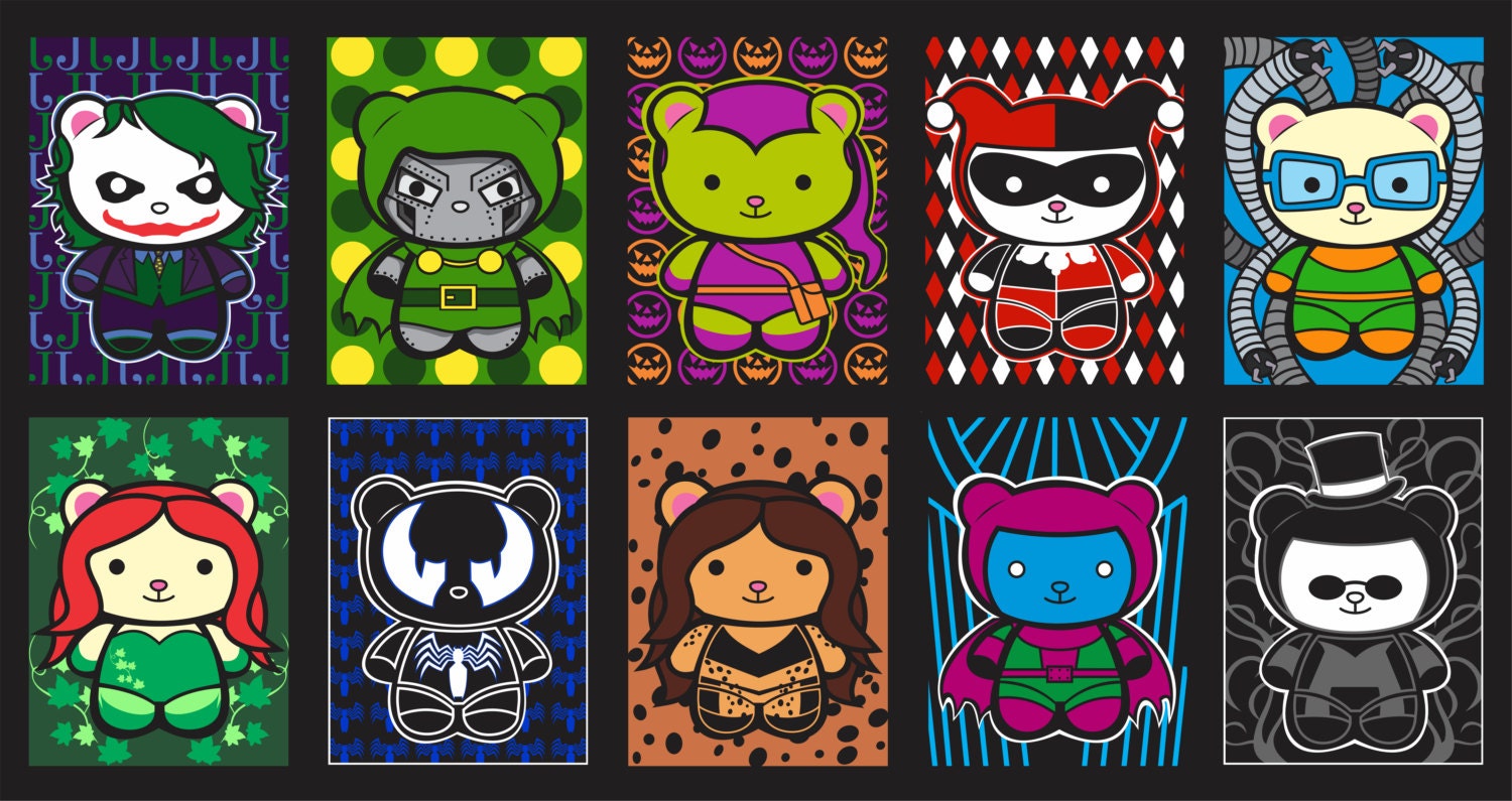Bitty Bear Supervillains Sticker 10pk