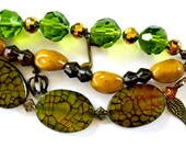 Green Beaded Charm Bracelet Good Luck Bracelet