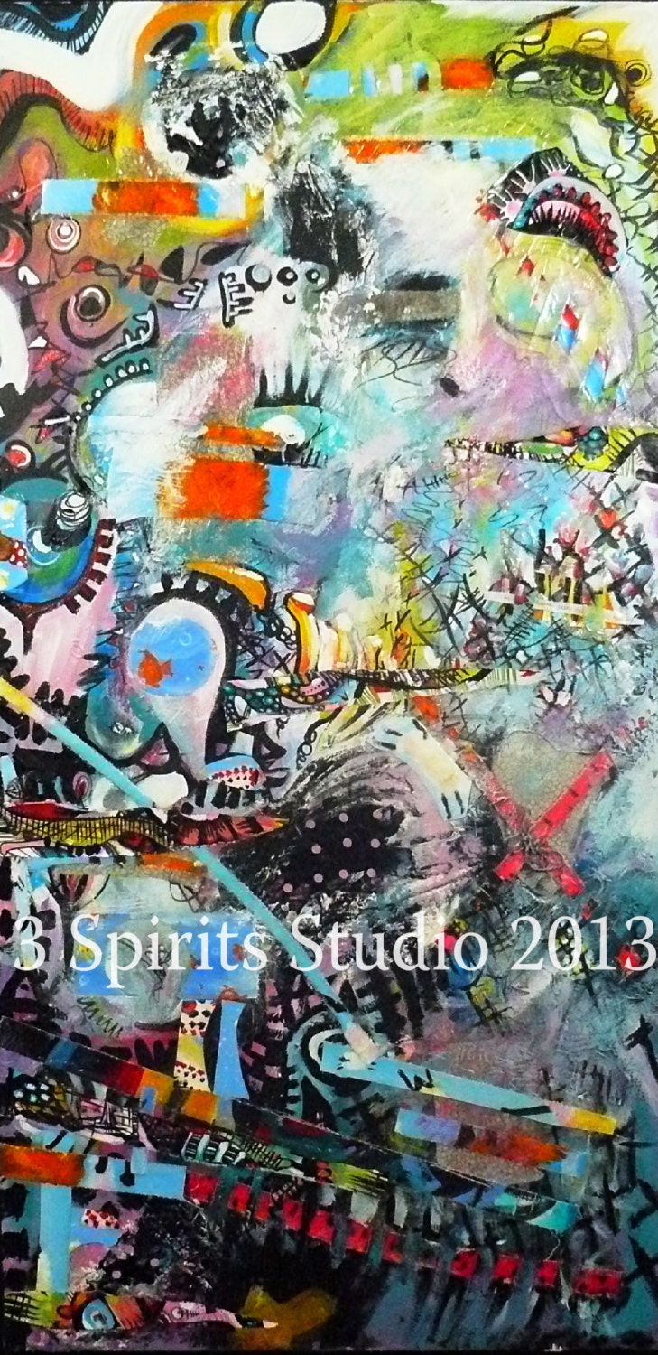 Giclee Print of Original Abstract Mixed Media Painting - Pieces of the Past