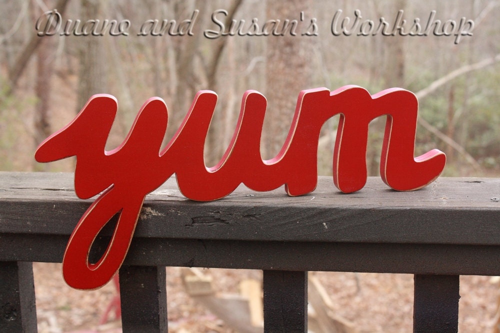 yum Sign, Wall hanging, Wooden eat sign, kitchen sign, wooden letters, home decor, wood sign, Housewares, Wall Decor