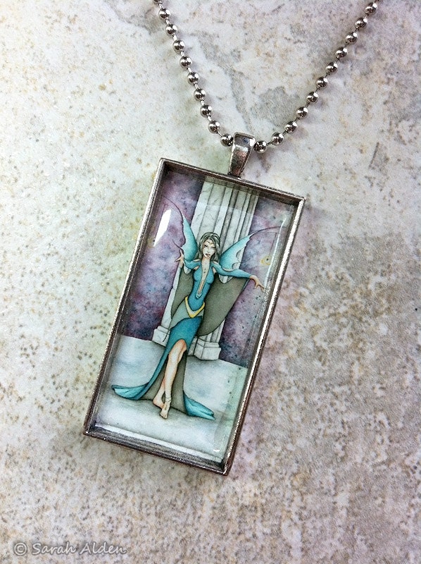 Star Fairy Necklace Art Jewelry Pendant - Turqiouse Faerie Charm - Sarah Alden