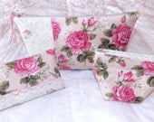Shabby Chic Zipper Pouch Set with Tissue Holder and Coin Purse