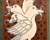 Bird Feast Acrylic Painting on Wood Panel