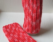 Sunset Seacell Kelp Cotton Fingerless Gloves, Ribbed, pink mix