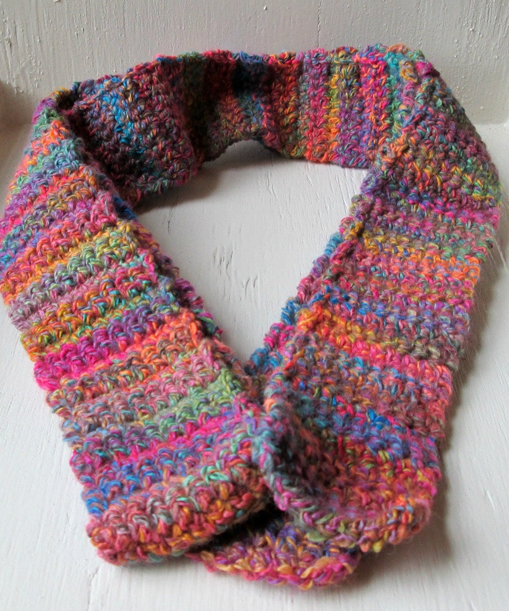 Colorful Gypsy Calypso Skinny Crochet Scarf, Multi-colored